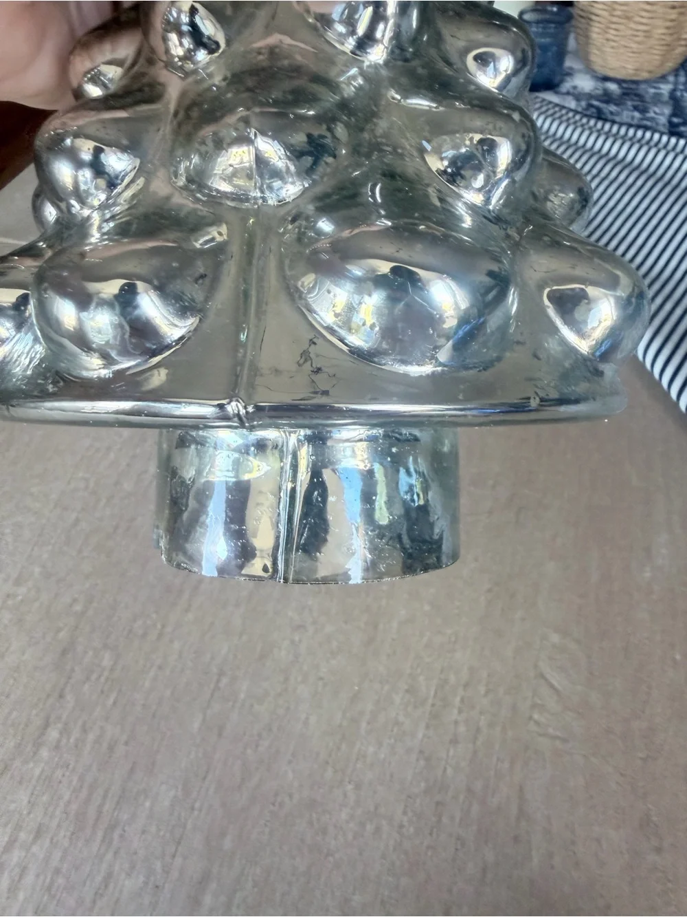 Pottery Barn mercury glass Silver Ceramic Holiday Tree Decor